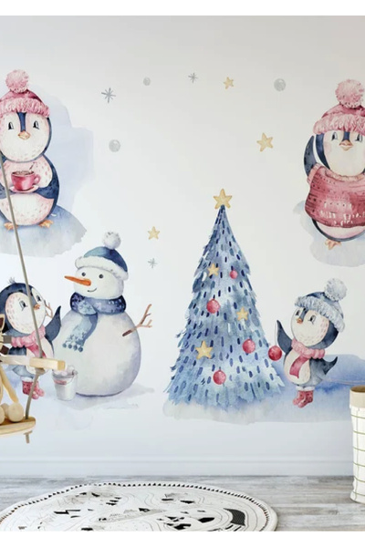 WALLHUMAN Σετ αυτοκόλλητων για παιδικό δωμάτιο για τις Πρωτοχρονιάτικες-Χειμε...