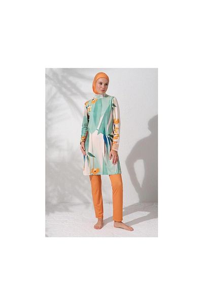 Pierre Cardin Patterned Long Sleeve Hijab Swimsuit