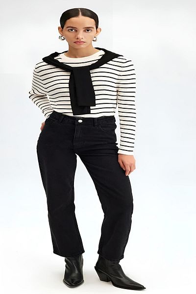 Touche High Waist Staright Fit Denim Trousersmkn510