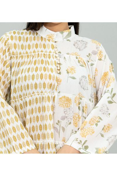IKKXA Floral Flared Sleeves Pattern Jalabiya CJ1105