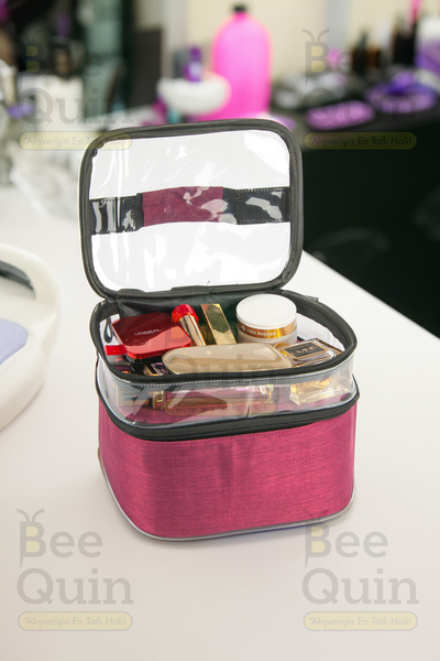 HASBY Makyaj Çantası Seyehat Çanta Şeffaf Profesyonel Kozmetik Büyük Küçük Mini Valiz Bavul