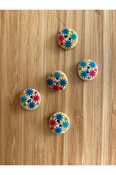 Kartopu Κουμπί από φυσικό ξύλο με σχέδιο αστεριών 15 χιλ. Συσκευασία 5 τεμαχί...