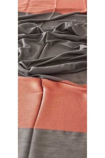 İskeçe Exclusive Black Color Cinnamon Striped Scarf in Special Box
