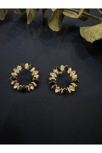 HERA Circle Figured Stone Earrings