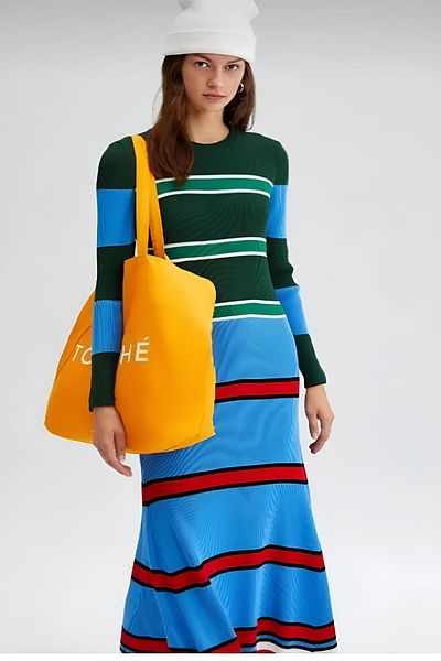 Touche Mkn287 Model Colorful Knitwear Dress