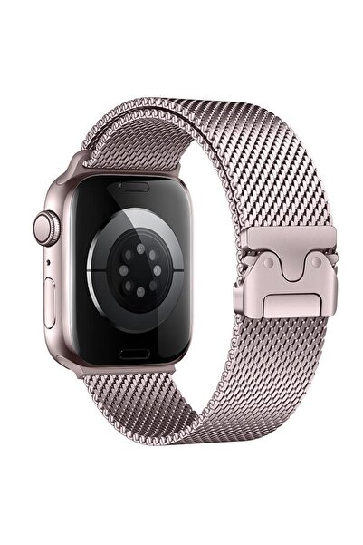 AktarMobile Apple Watch 6 5 4 3 2 1 SE 38 40 mm Uyumlu Hasır Çelik Örgü Kordo...