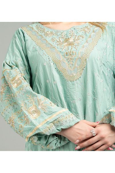 IKKXA Embroidered Wide Push Sleeves Jalabiya CJ1085