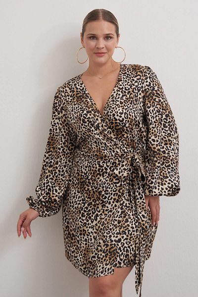 MYLİNE Belted Leopard Dress