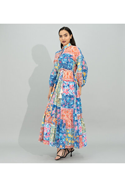 IKKXA Multicolor Pattern Printed Tie-up Jalabiya CJ1093