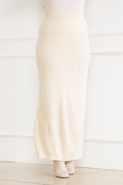 nacar çarşı KADIN LASTİKLİ BEL RAHAT KALIP UZUN TESETTÜR TRİKO ETEK