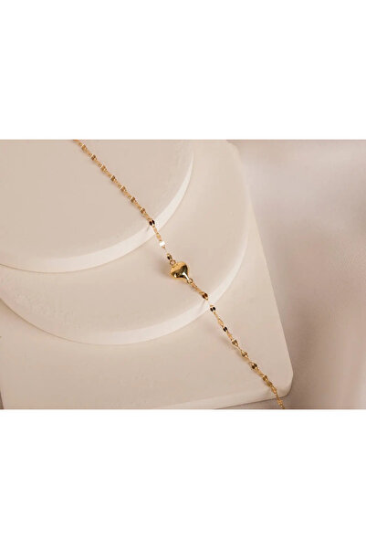 Safir Kuyumculuk Lovely Altın Kalpli Işıltılı Zincir Bileklik