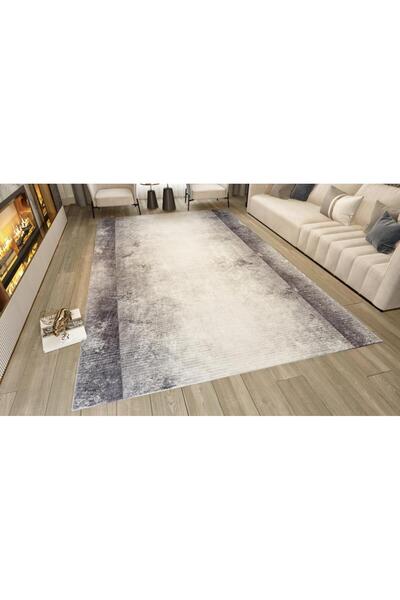 Red Halı Dijital Baskı Yıkanabilir Kaymaz Taban Bordürlü Gri Salon Halısı Mut...