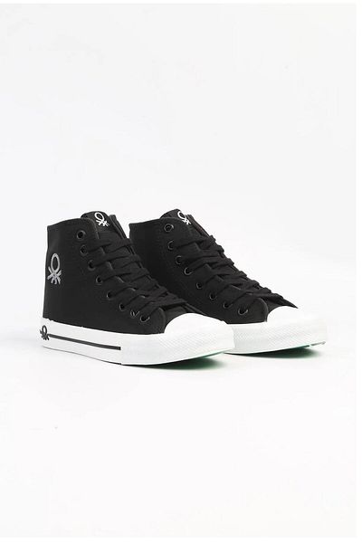 Benetton Bn-31052 Black and White Women's High Top Sneakers