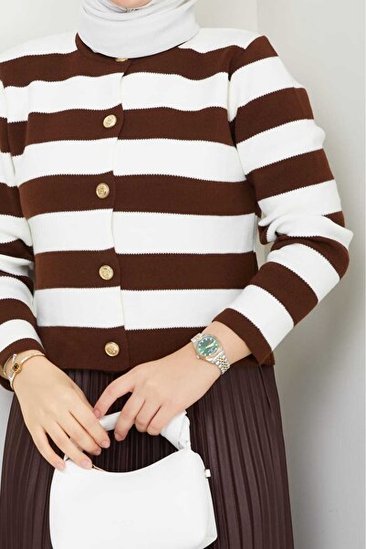 modapark.ist Γυναικεία ριγέ πλεκτή ζακέτα