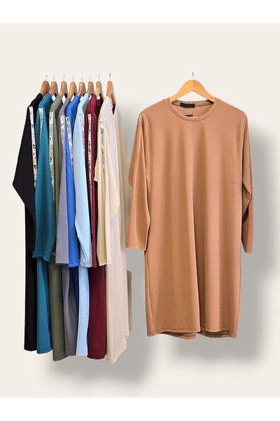 ENDAMIM Τοπ Tunik Plus Size - Πλεκτό ύφασμα Twirl, Lycra