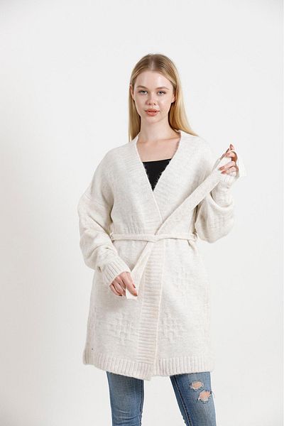 sportiness cardigan tricot cu tunică cu centură