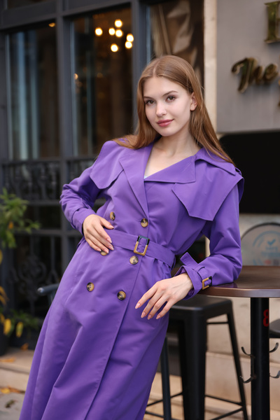 dezer ÖN VE ARKA ALLER DETAY ASTARLI UZUN TRENÇKOT