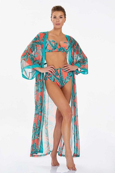 LAPIENO Orange Women's Leaf Patterned Pareo