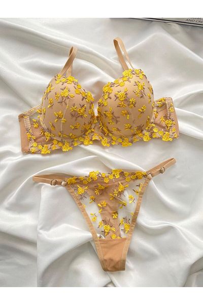 ARONA Costum de broderie SUPPORTED-Sutien Bralet Thong Costum de lenjerie intimă - Lenjerie-Fancywear