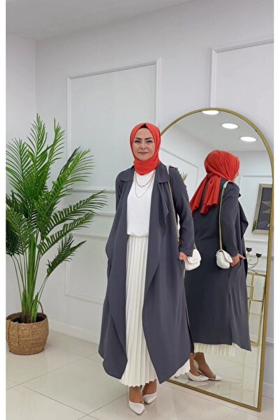 VALENS BOUTİQUE Ανοιχτό μπροστινό μπουφάν με γιακά Τεσεττουρ Καπ Σιμπελ