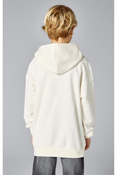 Champion Eco Future Hooded Sweatshirt Organik Pamuk Bej Çocuk Kapüşonlu Sweatshirt