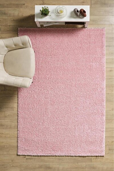 Red Halı Tek Renk Desensiz Pembe Yumuşak Post Peluş Shaggy Halı Salon Oturma ...