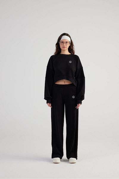 HOLLY LOLLY Black Cali Sweatpants with Wide Leg and Slits
