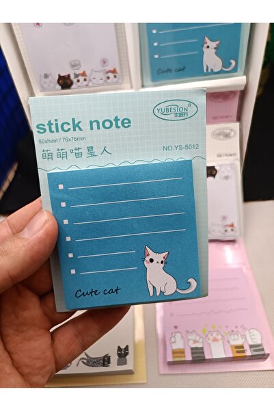 Meyra Accessories kedi desenli stick note sevimli bloknot yapışkanlı kullanışlı bloknotlar model seçenekli 1adet