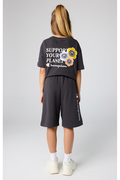 Champion Eco Future Bermuda Organik Pamuk Siyah Çocuk Şort-306706-ES503