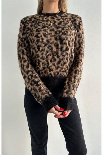 Ugdelia Pulover de damă din tricotaje cu model leopard