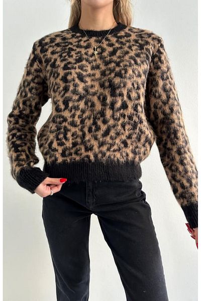 Ugdelia Pulover de damă din tricotaje cu model leopard