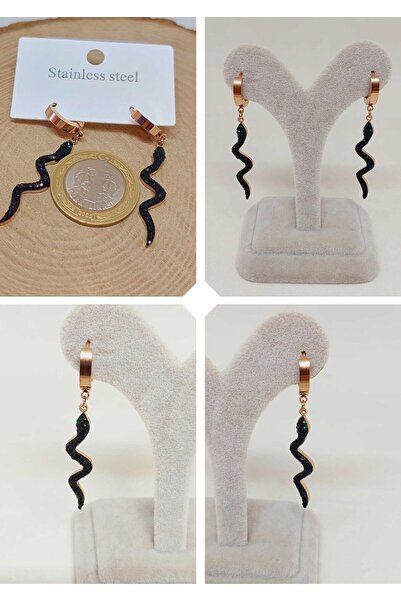 Yasamtohumu Čelične minđuše u boji ružičastog zlata sa temom zmije (54526)