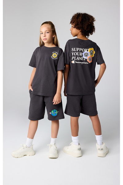 Champion Eco Future Bermuda Organik Pamuk Siyah Çocuk Şort-306706-ES503