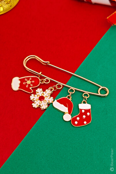 BearPear Yılbaşı Noel Temalı Broş İskoç İğnesi Yaka İğnesi Çanta Aksesuar