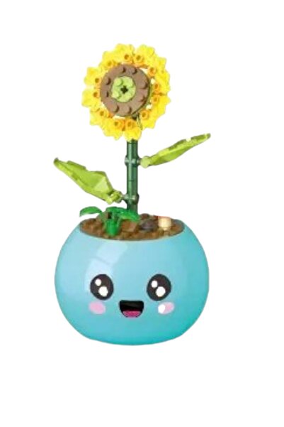 YILDIRIM OYUNCAK Decorative Potted Emoji Bouquet Construction Set 57 Piece Collectible Puzzle Block Construction Set