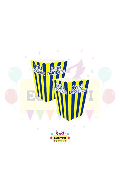 ECM PARTI Yellow Navy Blue Themed Cardboard Popcorn Corn Box 8 Li - Birthday ...
