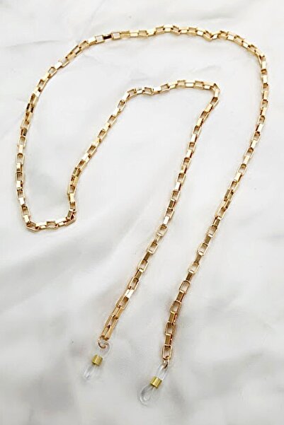 PETEK AKSESUAR Cube Detailed Glasses Chain Gold