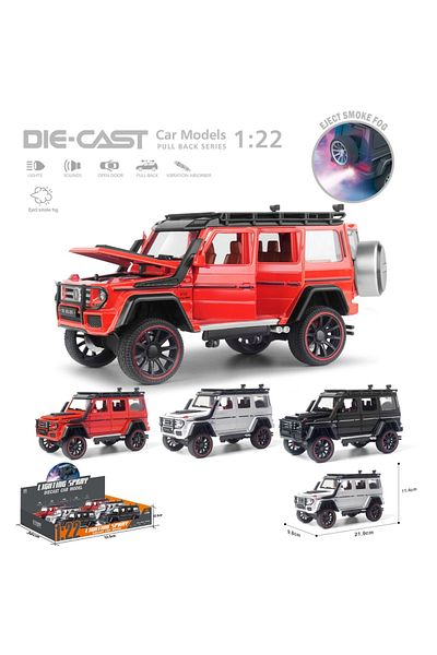 FEN TOYS سيارة مرسيدس بنز G63 رمادية معدنية مقاس 1:22 معدنية مع عادم صوت خفيف سموكي