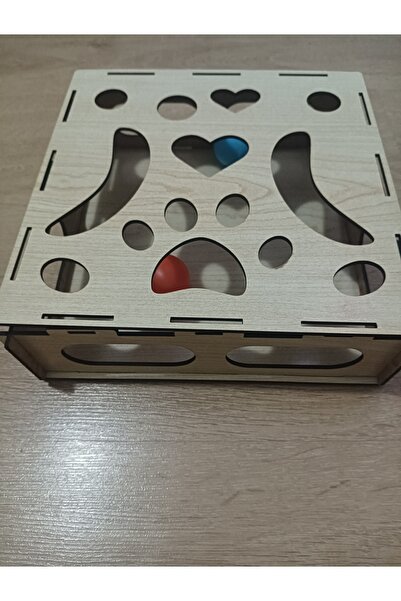 Şirin Lazer Pinpon toplu Kedi eğitici oyuncak kutu ahşap mdf