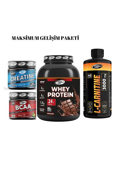 Conlast Maximum Development Package - Whey Protein 2000g, Chocolate Creatine 120g, Bcaa 300g, L-Carnitine 3000Mg