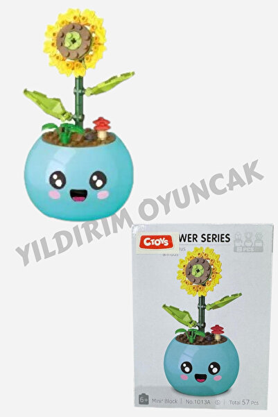 YILDIRIM OYUNCAK Decorative Potted Emoji Bouquet Construction Set 57 Piece Collectible Puzzle Block Construction Set
