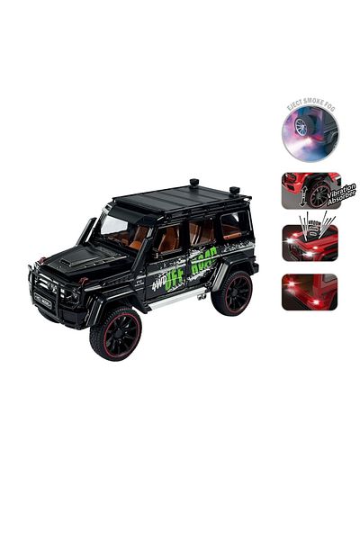 FEN TOYS سيارة مرسيدس بنز G63 سوداء للطرق الوعرة مقاس 1:22 معدنية مع عادم صوت خفيف سموكي