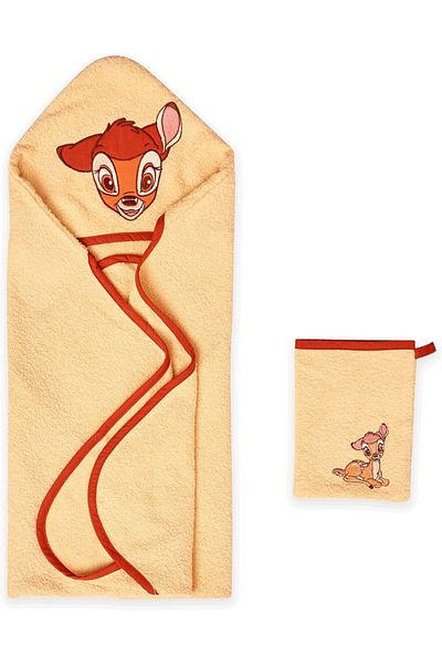 Disney Collection Mickey Mouse Baby Kapuzenhandtuch 80 X 80 Cm, Waschlappen 15 X 20 Cm, Bis 5 Jahre