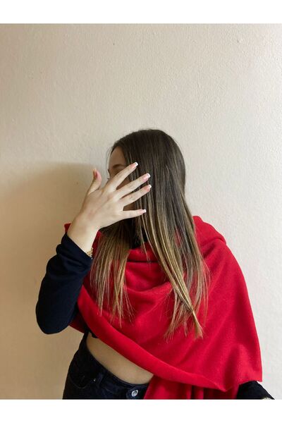 sema aksesuar Women's Winter Red Fleece Solid Shawl - Wide Scarf Fleece Shawl - Shoulder Shawl - Gift