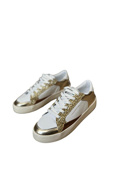 ND Shoes Kadın Gold Hakiki Deri Spor Ayakkabı
