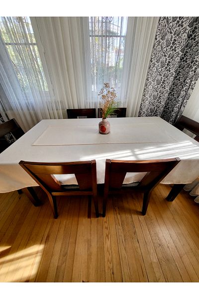 MUSGEM Ecru Color Duck Cloth - Waterproof Cotton Tablecloth Set