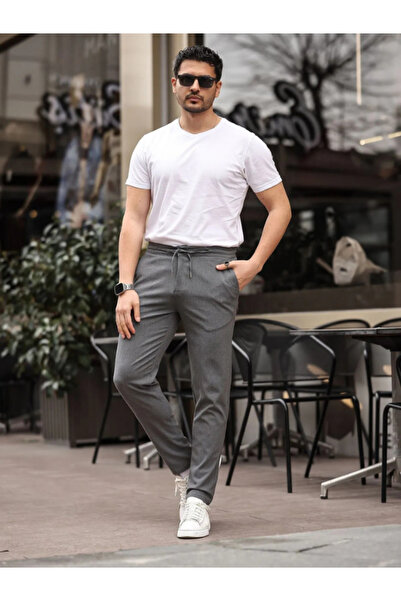 DENİZLİFE Erkek Pamuklu Jogger Beli Lastikli Fermuarlı Pantolon
