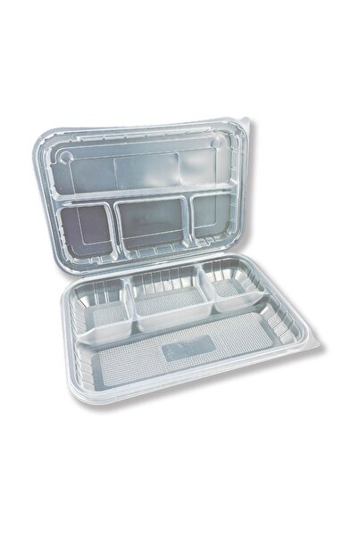 Home 25 Pieces Plastic Self-Covering 4-Compartment Food Container - Kebab Container