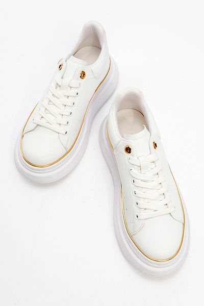 LuviShoes Pantofi sport de damă BOTEA White Skin cu detalii aurii