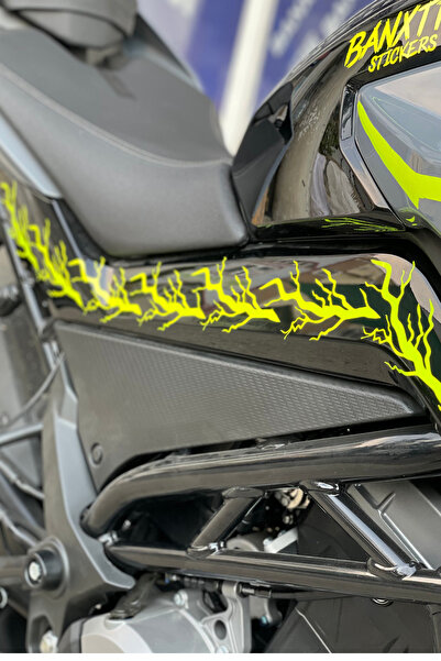 Banxtre ملصق لايتنينج أصفر نيون - للمحرك و حديد الحماية، ملصق لايتنينج سميك (...